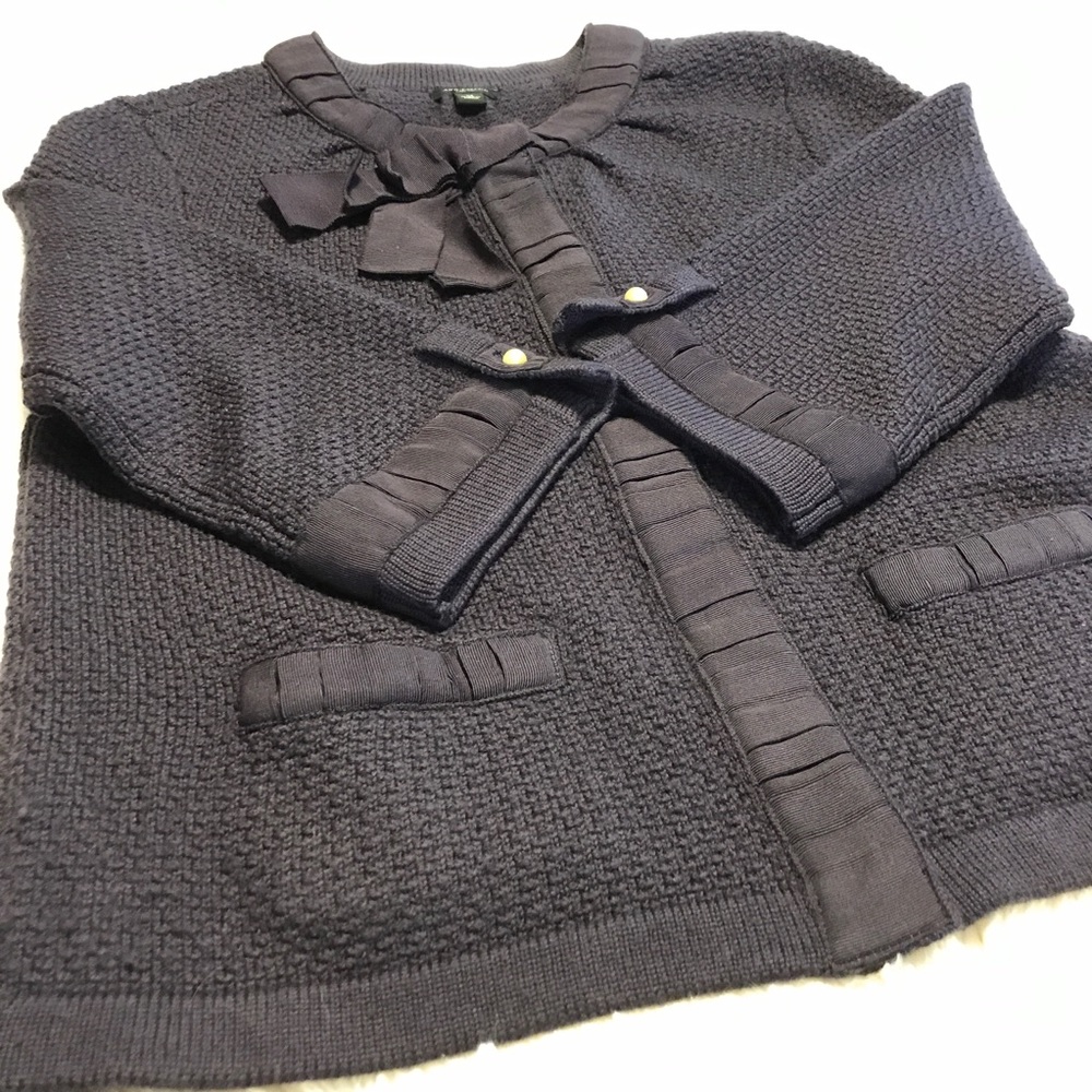 Ann Taylor Navy Knit Blazer, Medium
